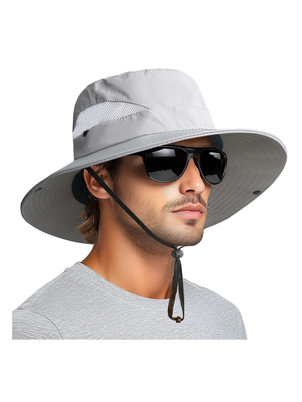 Sun Hats for Men Women Wide Brim Bucket Hat UPF 50+ | Gray (With Mesh) | Size OS